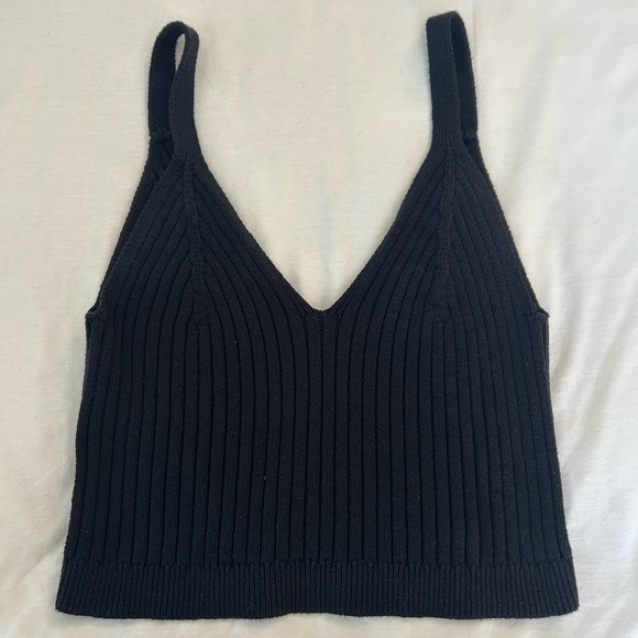 aerie Tops - Aerie Black Ribbed Knit Sweater Top